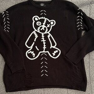 Black Teddy Stitch Knit Sweater